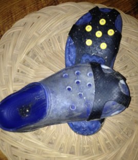 Snow cleats add the traction that plain crocs lack.